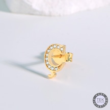 Goldkupe 14 Ayar Altın Taşlı Ç Harf Küpe 0,49 Gr-6306