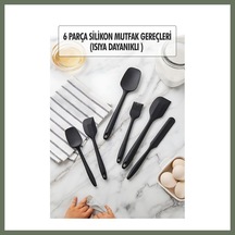 Bezos 6 Lı Siyah Isıya Dayanıklı Yanmaz Yapışmaz Silikon Mutfak Seti Bezos1
