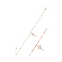 Gümüş Rose Zirkon Taşlı Kutup Yıldızı Bileklik