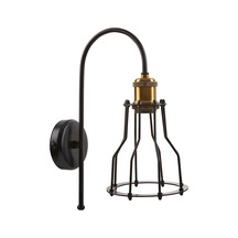 Retro Siyah Eskitme Kafesli Rustik Aplik Siyah