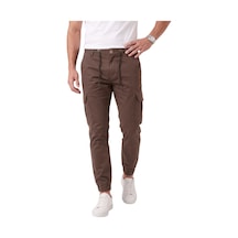 Deepsea Erkek Slim Fit Likralı Kahve Kargo Jogger Pantolon İpli Bel Lastikli Paça 1601569