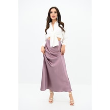 Koza Butik Kadın Dökümlü Saten Etek 6275-24 001