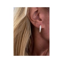 Lunarie 14k Altın Zirkon Taçlı Halka Küpe Modern Kararmaz