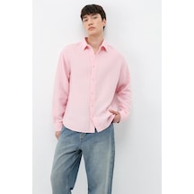 Vamos Müslin Kumaş Oversize Gömlek Pembe