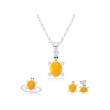 Gümüş Turuncu Kaplumbağa Çocuk Set Sl1160012 Gümüş