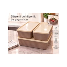 3'lü İstiflenebilir Premium Saklama Kabı Ve Çok Amaçlı Mutfak Düzenleyici Seti Krem Krem