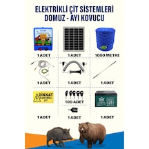 1000mt 5-15 Dönüm Ayı Kovucu Elektrikli Çit Sistemi Kapı Yaylı 14a Akü Ve 25w Güneş Panelli
