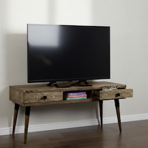 Masif Ahşap Tv Ünitesi 150 Cm İskandinav Stil, Doğal, 2 Çekmeceli Ve 1 Raflı Modest Tv-150 Cz Ceviz