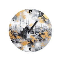 Deniz Kıyısında Bir Cami Baskılı Duvar Saati Çok Renkli