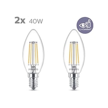 Led 40w B35 Led Mum Filament Ampul, 2700k Beyaz Işık, E14 İnce Duy, Dim Edilmez, 2'li Ekopaket