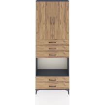 Arges Dolap 4 Raflı 5 Çekmeceli 2 Kapaklı 88x30x243 Antrasit-çam Antrasit