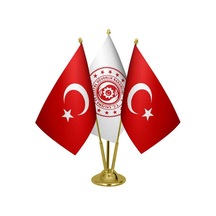 Masa Üstü Çalışma Bakanlığı Bayrağı Türk Bayrağı Üçlü Pirinç Dire