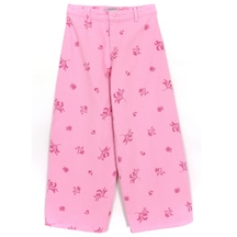 Dobakids Desenli Bol Paça Kız Çocuk Denim Pantolon Pembe 1964 Pembe