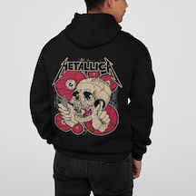 Sevbano Metallica Baskılı Unisex Oversize Müzik Grubu Rock Metal Hoodie Siyah