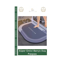 Banyopaspası Dayanıklı Nappa Deri Kaymaz Kauçuk Tabanlı Hızlı Kuruyan Gri Mavi Emici Banyo Duş Pasp Çok Renkli