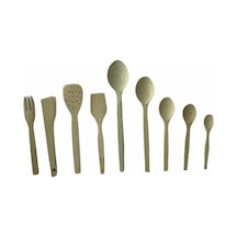 Ahşap Set 9 Parça Kaşık + Maşa + Spatula + Kevgir + Çatal
