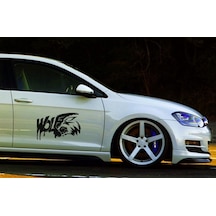 Wolf Yan Kapı Kurt Sticker Araba Stickerı Yapıştırma