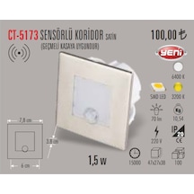 Cata Ct-5173 1,5W Sensörlü Spot Koridor Aydınlatma Armatür(472531715)