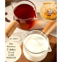 2 Li Ahşap Saplı Küçük Cam Sosluk, Reçellik Sunumluk 95 Ml