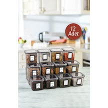 12'li Set Etiketli, Kırılmaz Kare Erzak Saklama Kabı Antrasit 4x 1,75 Lt/1,2 Lt/0,55 Lt Antrasit