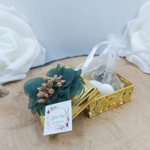 Toptanh.Dükkanı Altın Plastik Kutu Nikah Şekeri Daire(30 Adet)