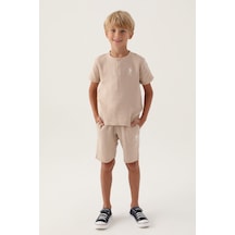 U.S. Polo Assn. U.s. Polo Assn Lisanslı Buttoned Bej Erkek Çocuk Bermuda Takım 5274-43111 Bej