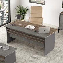 Robinhome Robin Home Berlin A Ofis Çalışma Masası 180Cm*90Cm Kahve-Beton-An Gri