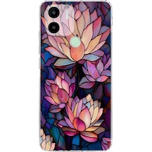 Printify Redmi A1 Plus İle Uyumlu Vitray Sessiz Lotus Tasarımlı Şeffaf Silikon Kılıf Şeffaf
