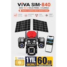 Sim-840 Çift Güneş Panelli 4g Sim Kartlı Kablosuz 4 Lensli Dış Mekan Güvenlik Kamerası 16mp Ptz 60 Gb Sim Kart Dahil