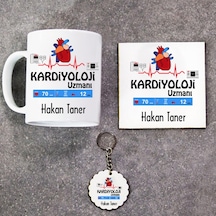 Kardiyoloji Uzmanı Hediye Seti Kupa Bardak+Altlık+Anahtarlık