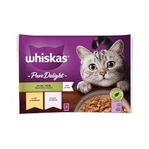 2As Whiskas Pouch Pure Delight Jöle İçinde Tavuklu Ve Somonlu Yetişkin Kedi Konservesi 4x85 Gr 12 Gri