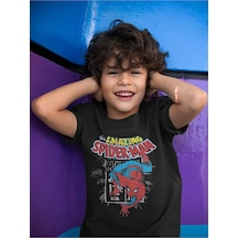 Sevbano The Amazing Spider-man Baskılı Unisex Örümcek Adam Film Çocuk Tiş Siyah