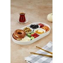 Kahvaltı Ve Sunum İçin Porselen Servis Tabağı 36,5x19 Cm Beyaz - 756913666 Beyaz