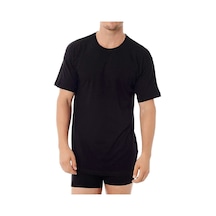 Kom Kısa Kol Sıfır Yaka Koton Modal Erkek Eduardo 2li T-shirt Siyah