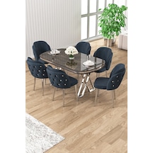Canisa Zae Serisi 90x168 Lak Panel Antrasit Ironi Krom Ayak Masa Takımı 6 Antrasit Sandalye Siyah Mermer Desen Masa Sandalyeler Antrasit Canisa Zae Serisi 90x168 Lak Panel Antrasit Ironi Krom Ayak Masa Takımı 6 Antrasit Sandalye Siyah Mermer Desen Masa Sandalyeler Antrasit