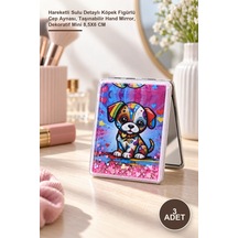 3 Adet El Aynası Hareketli Sulu Detaylı Köpek Figürlü Cep Aynası, Taşınabilir Hand Mirror, Dekoratif Mini 8,5x6 Cm