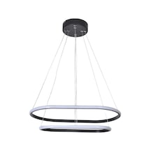 Stil Modern Tasarım Yatak Odası - Salon - Mutfak Siyah Renk Beyaz Ledli 2 Li Led Avize Siyah