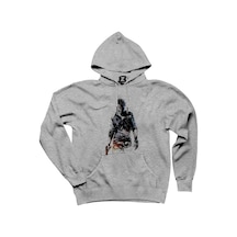 Uncharted 4 Nathan Drake Siluet Gri Kapşonlu Sweatshirt Hoodie Gri