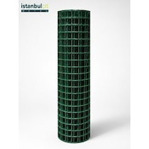İstanbul Çit Metal Pvc Puntalı Tel 1,30 Mm 12x12 Mm Göz Aralığı Kaynaklı Bahçe Çiti Kafes Teli Yeşil
