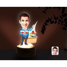 Kişiye Özel Erkek Sınıf Öğretmeni Karikatürlü Dekoratif 3D Biblo