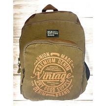 Old Cotton Cargo Kaliteli Siyah Vintage Salaş Baskılı Disayn Günlük Gezi Okul Sırt Çantası Revilla Bag 28x38cm Hardal Sarı