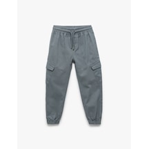 Koton Pamuklu Gabardin Beli Bağcıklı Kargo Cepli Jogger Pantolon Mavi 6wmb40005tw Mavi
