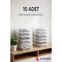 10 Adet Şeffaf Erkek Ayakkabı Saklama Kutusu-hava Kanallı-ayakkabı Düzenleyici Şeffaf