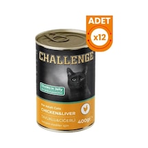 Tavuklu Ciğerli Yetişkin Konserve Kedi Maması 12 Adet 400 Gr
