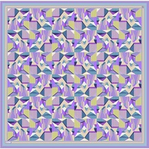 BELLİ Saf İpek Eşarp 4106d Twill İpek - 90 X 90 / Mor - Mavi - Yeşil Mor - Mavi - Yeşil