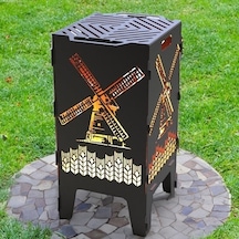 Yel Değirmeni Desenli Ateş Çukuru Ve Portatif Mangal