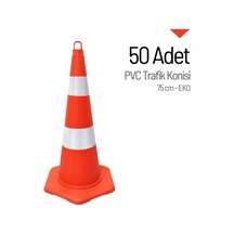 50'li Pvc Trafik Konisi Seti 75 Cm Eko Trafik Dubası-3624