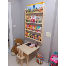 Mrtahsap 3'Lü Takım-Montessori Kitaplık-Masa-Sandalye (Masif Ahşaptan)