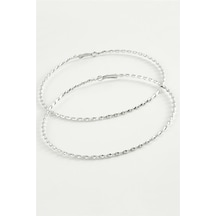 Burgulu Metal Halka Küpe 8-9-10 Cm Gümüş 73675250