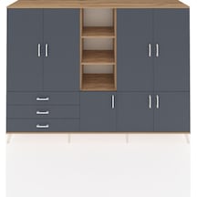 Hyperion Dolap 11 Raflı 3 Çekmeceli 7 Kapaklı 220x44x163 Çam-antr Çam-antrasit